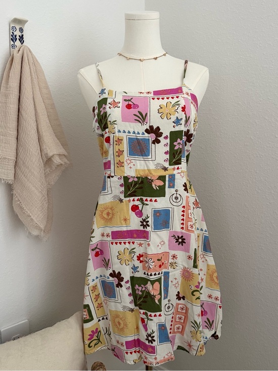 Monteau Dresses & Skirts - Monteau Los Angeles Patchwork Print Linen Blend Mini Dress Size Medium